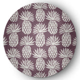 5' Round Pineapple Pattern Indoor/Outdoor Rug, Dusty Purple