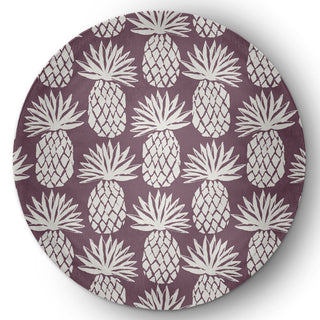 5' Round Pineapple Pattern Indoor/Outdoor Rug, Dusty Purple