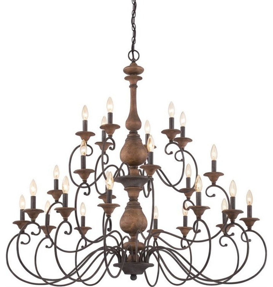 Auburn 24-Light Chandelier, Rustic Black