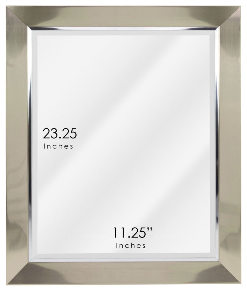 Head West Brushed Nickel Frame Vanity Mirror with Chrome Liner - 17" x 29"