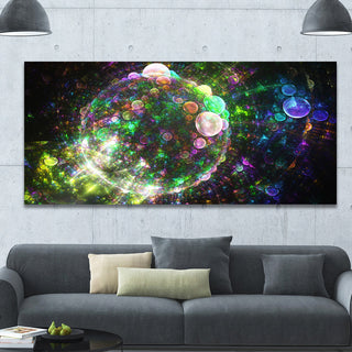 Multi Color Spherical Planet Bubbles, Oversized Abstract Canvas Art Print, 60x28