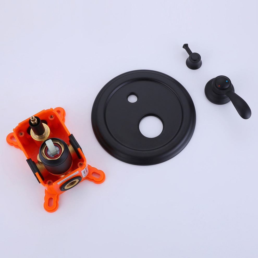 Wall Mounted Pressure Balance Shower System-Includes Rough-in Valve, Matte Black