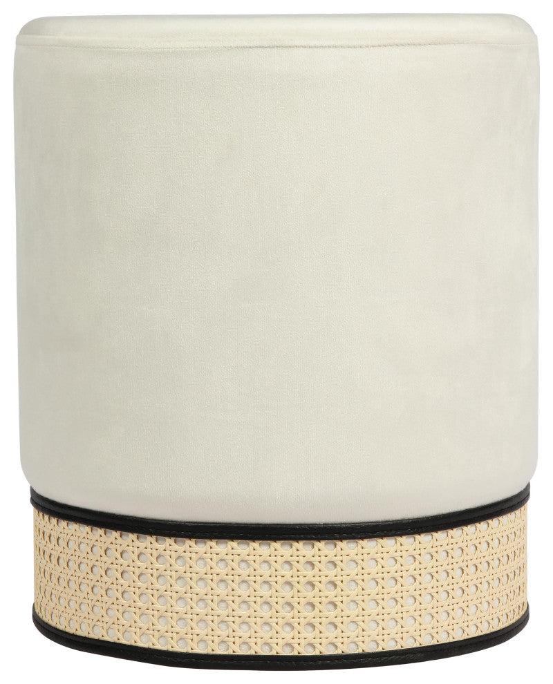 TOV Furniture Ivy Cream Velvet Ottoman