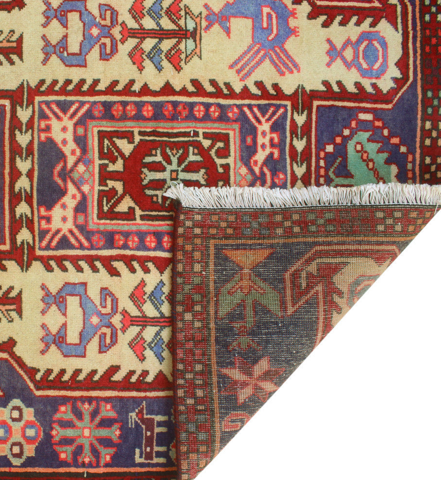 Fine Vintage Distressed Rosalee Blue/Red Runner, 3'4x10'2