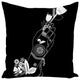 Bohemian Flower Girl Throw Pillow, Black, 14x14, Cover Only