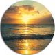 Exotic Water And Sky Sunset Panorama, Seashore Round Metal Artwork, 11"