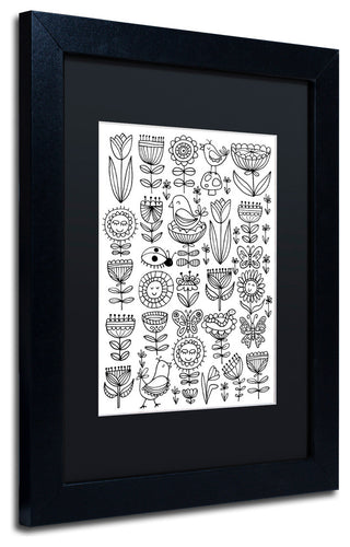 Elizabeth Caldwell 'Birds And Flowers' Art, Black Frame, Black Mat, 11x14