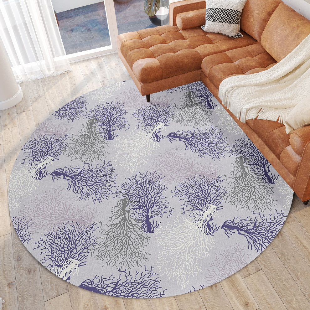 Indoor/Outdoor Seabreeze SZ3 Lavender Machine Washable 8' x 8' Round Rug