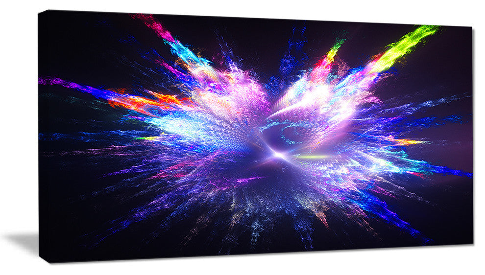 Blue Explosion of Paint Drops, Floral Canvas Art Print, 40x20