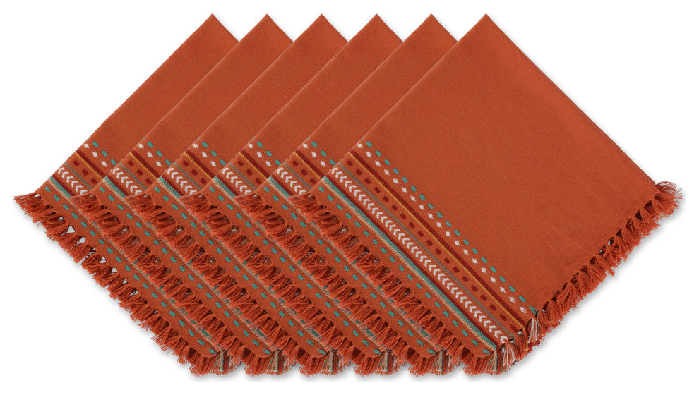 Sedona Sunset Hacienda Stripe Fringed Napkin Set of 6