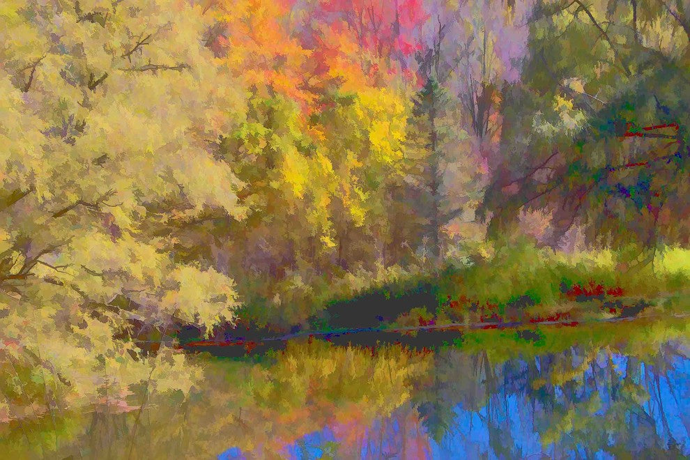 "Autumn on the Pond" Painting Print on Canvas