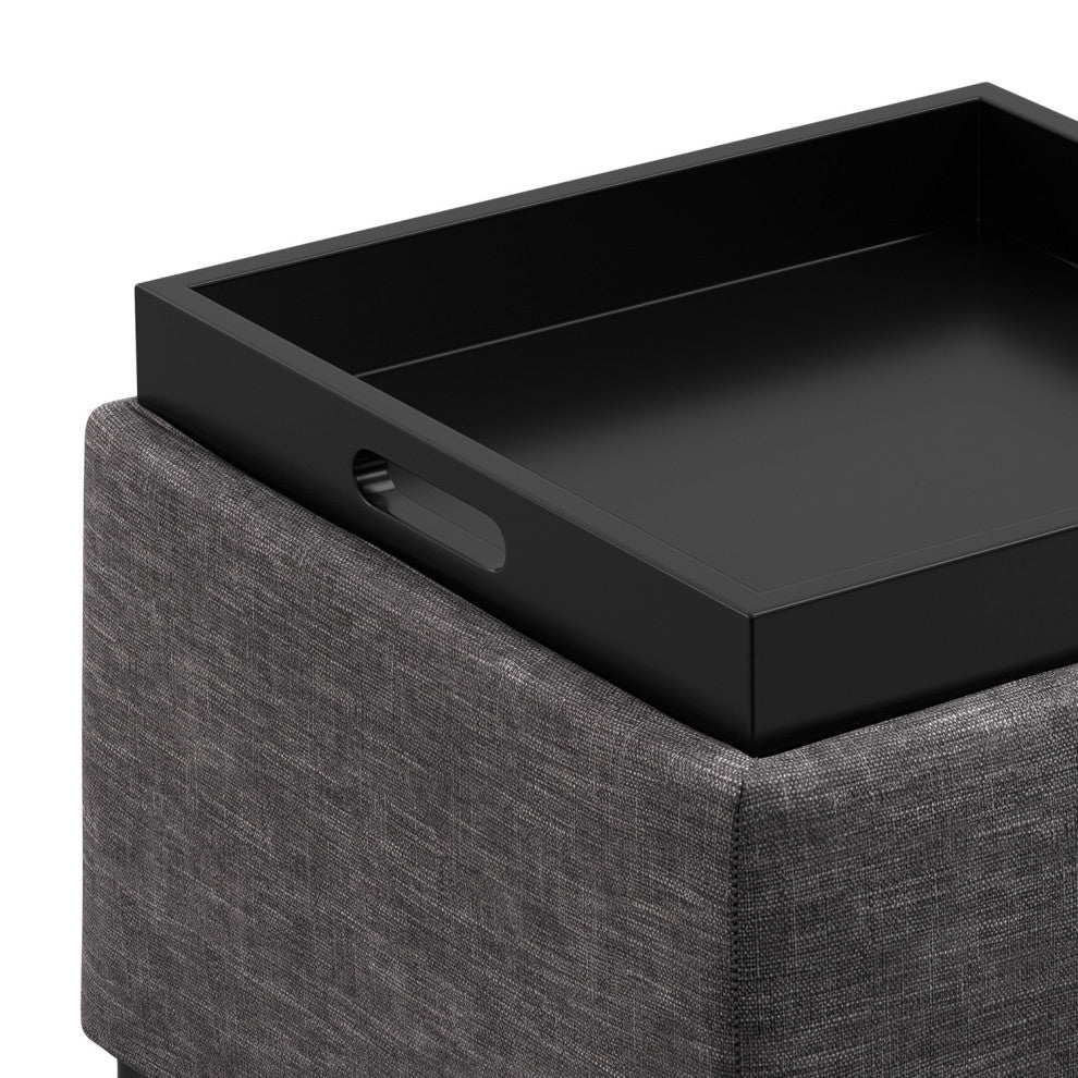 Natasha Storage Ottoman With Tray, Slate Grey