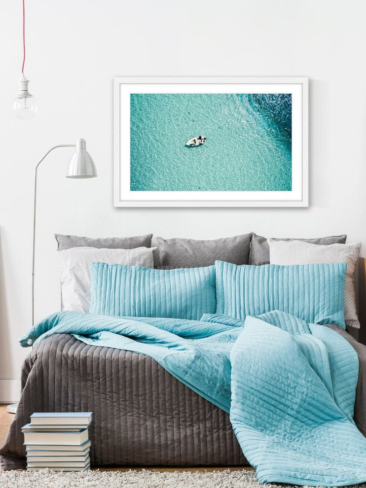 "Clear Blue Lake" Framed Painting Print, 18"x12"