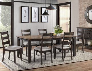 Beacon 60" Wide Dining Table With Self-Storing Leaf, Black and Walnut