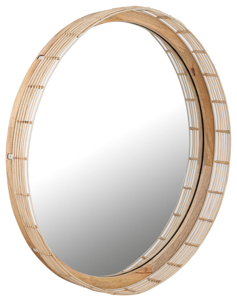 Maxim 22449 Vannerie 30"W x 3-1/2"H Circular Flat Accent Mirror - Ecru