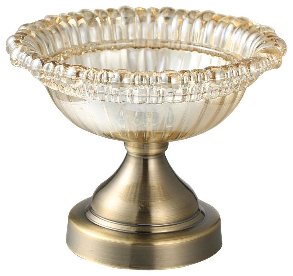 Matashi Champagne Colored Vintage High Quality Glass Candy Dish