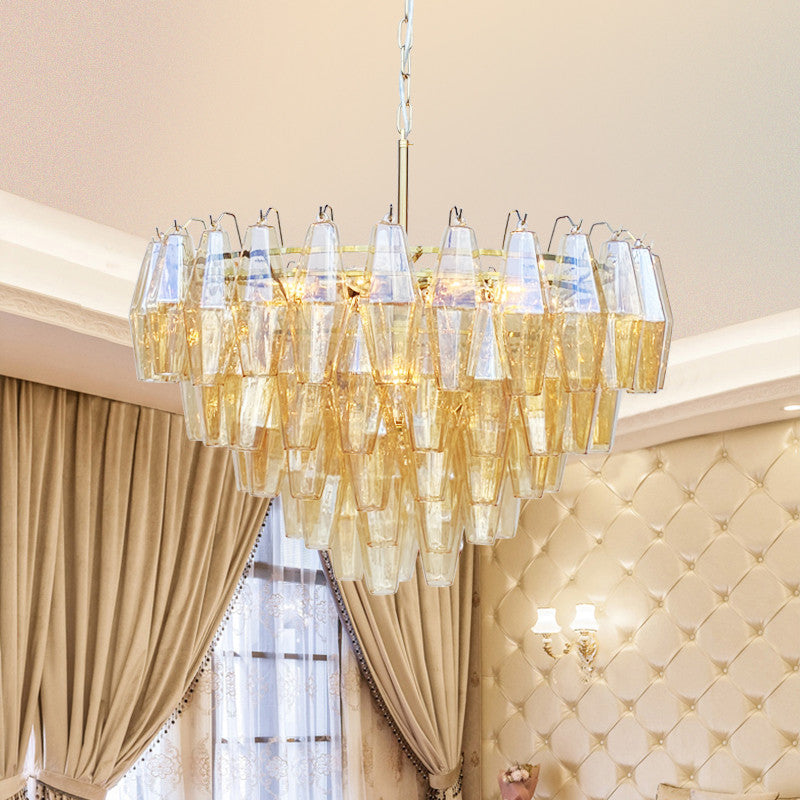 Ciara Faceted Amber Glass Chandelier, Champagne Gold