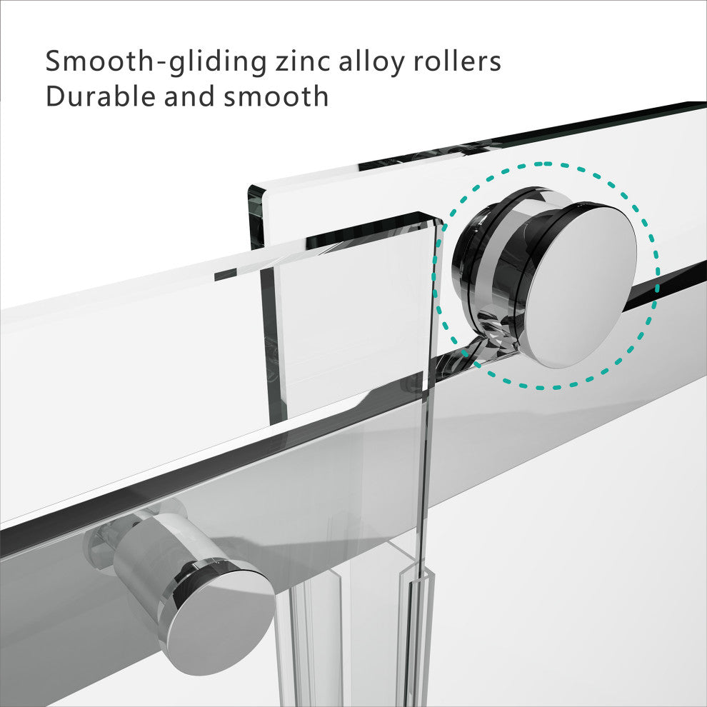 60" Double Sliding Frameless Shower Door with Clear Tempered Glass, Chrome