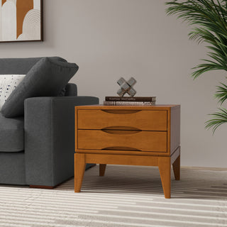Harper Solid Hardwood End Table, Teak Brown