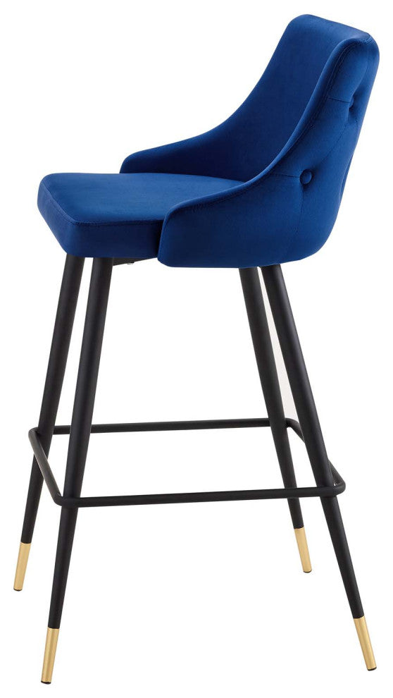 Bar Stool Chair Barstool, Set of 2, Velvet, Blue Navy, Modern, Bar Pub Bistro