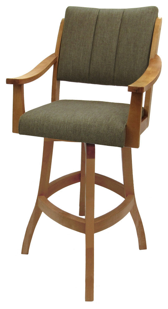 Swivel Counter Wood Bar Stool Casa on S-Base, Basin Beige - Natural, 34"