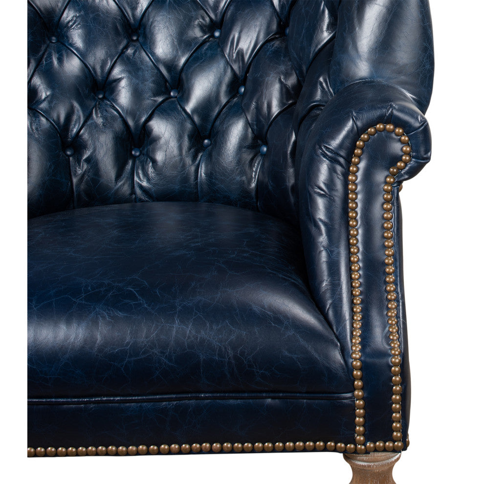 Georgian Barrel Back Wingchair - Chateau Blue
