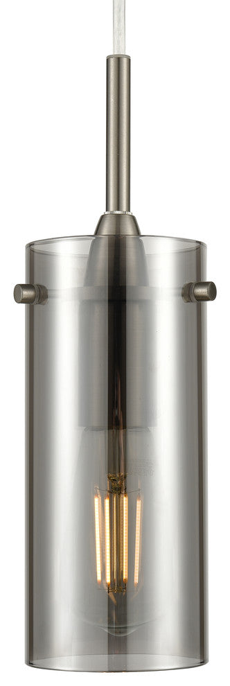 Effimero 5-Light Cluster Pendant With Polished Smoke Glass, Brushed Nickel