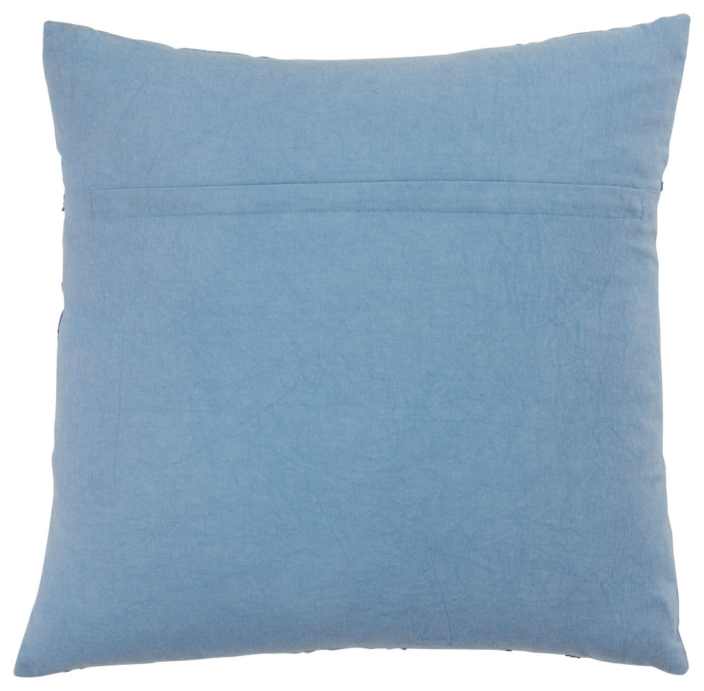 Stonewashed Throw Pillow With Starfish Design, Blue, 20"x20", Down Filled