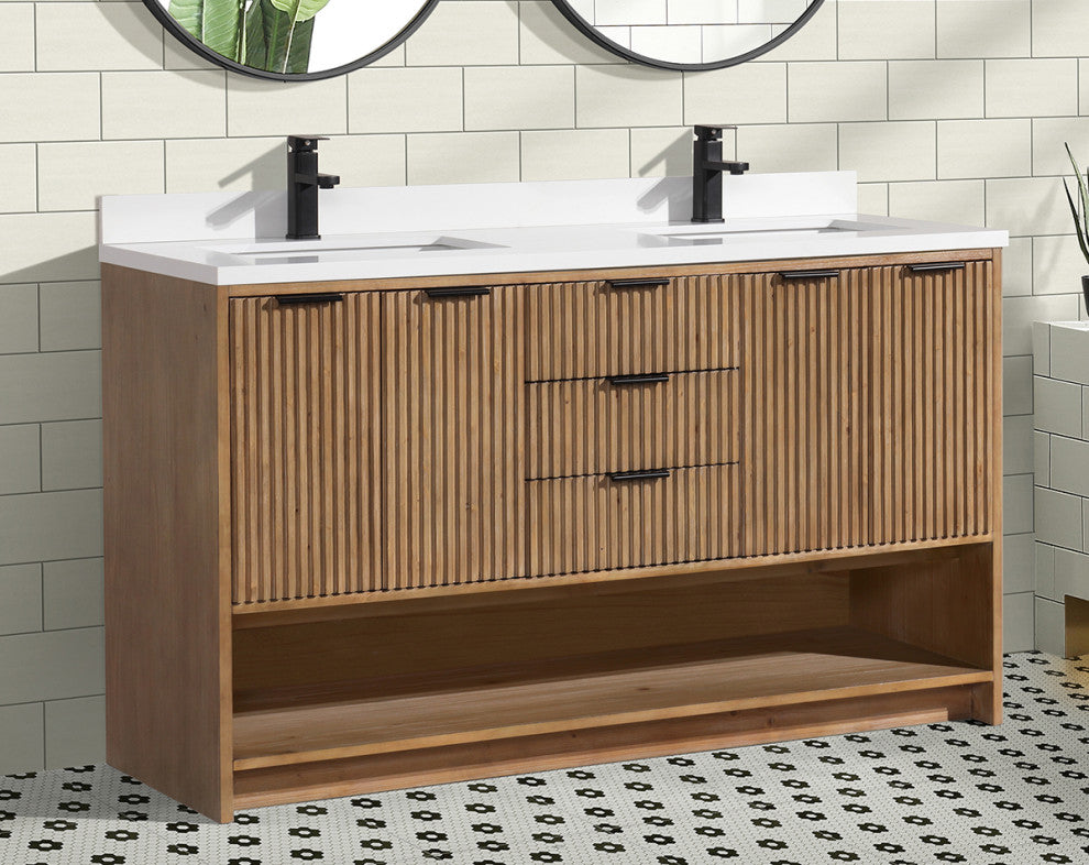 Ari Kitchen and Bath San Diego Bath Vanity, Weathered Fir, 55", Freestanding