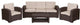 4 Piece Outdoor Faux Rattan Chair, Sofa and Table Set in Chocolate Brown