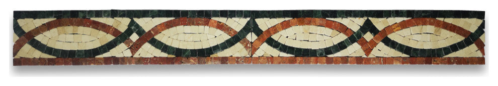 Asterales Red 2.8x11.8 Marble Mosaic Border Listello Tile Polished, 1 piece