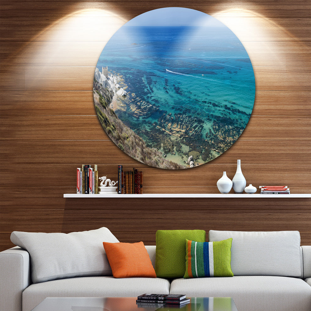 White Tip Agrigento In Sicily Italy, Landscape Round Wall Art, 23"