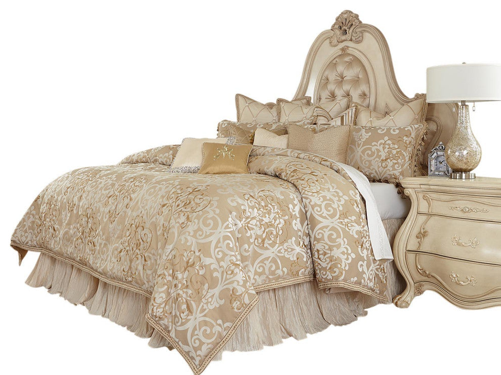 Aico Amini Luxembourg 12 Pc Queen Comforter Set in Creme