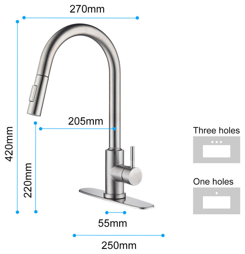 Wellfor Touch Kitchen Sink Faucet With Pull Down Sprayer, Single-Handle, Brushed Nickel