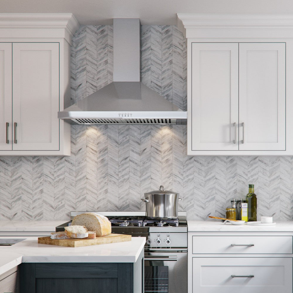 Cavaliere 30" Wall Mounted Range Hood 400 CFM Brushed Stainless Steel LED