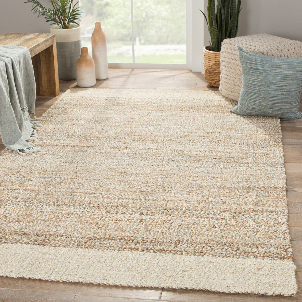 Jaipur Living Mallow Natural Bordered White/Tan Area Rug, 8'x10'