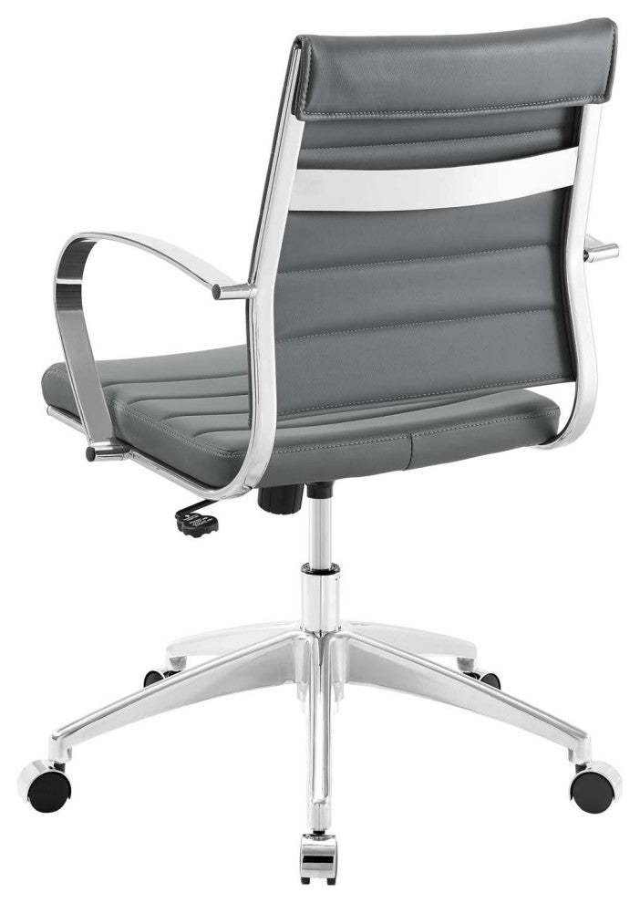 Computer Work Desk Chair, Faux Leather, Gray, Modern, Home Business Office