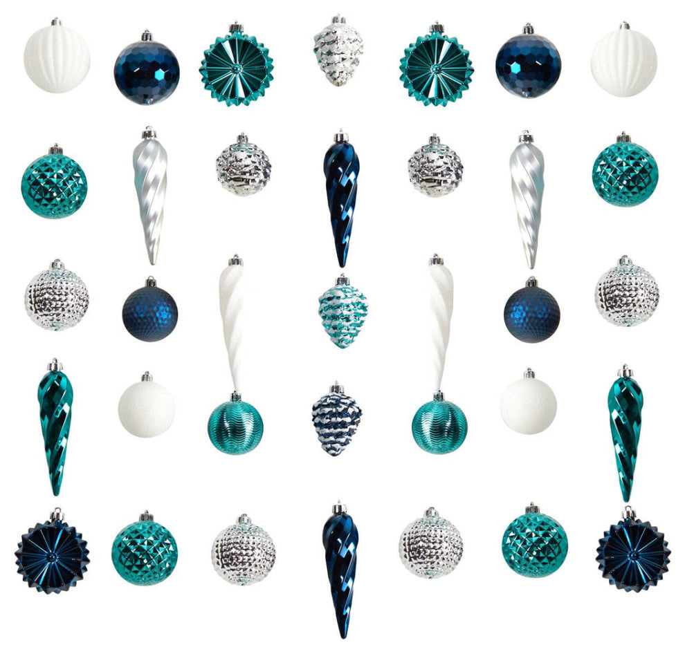 Holiday Deluxe Shatterproof, 39 Count Christmas Tree Ornament Box Set, Container