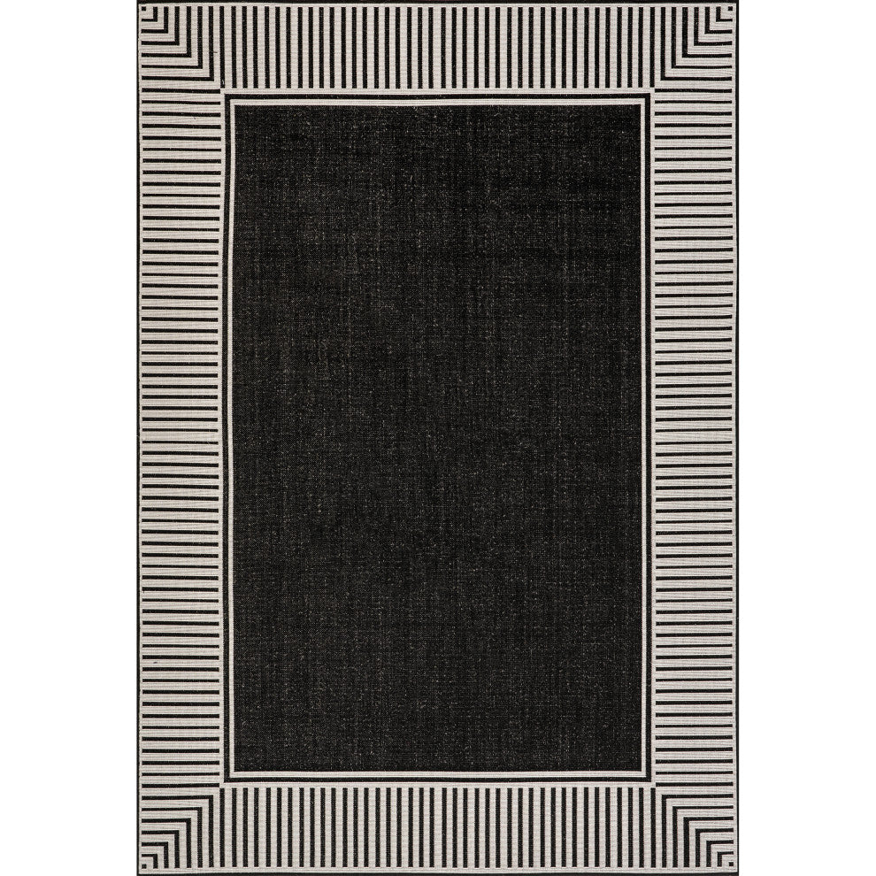 Nuloom Asha Simple Border Indoor/Outdoor Area Rug, Black 5'x8'