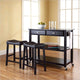 Solid Black Granite Top Kitchen Cart/Island With 24" Black Upholstered Saddle St