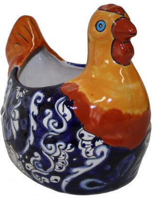 Blue Chicken Talavera Ceramic Planter