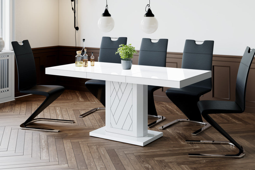 RIVA Dining Set, White/White/ Black