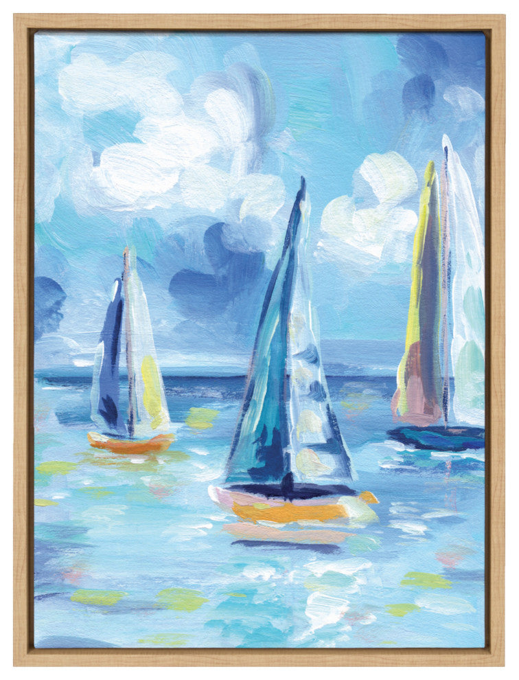 Sylvie Come Sail Away Framed Canvas by Rachel Christopoulos, Natural 18x24