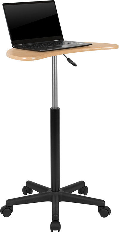 Maple Sit to Stand Mobile Laptop Computer Desk