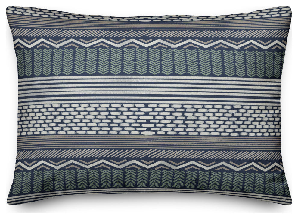 Dark Blue Boho Pattern 14x20 Indoor/Outdoor Pillow