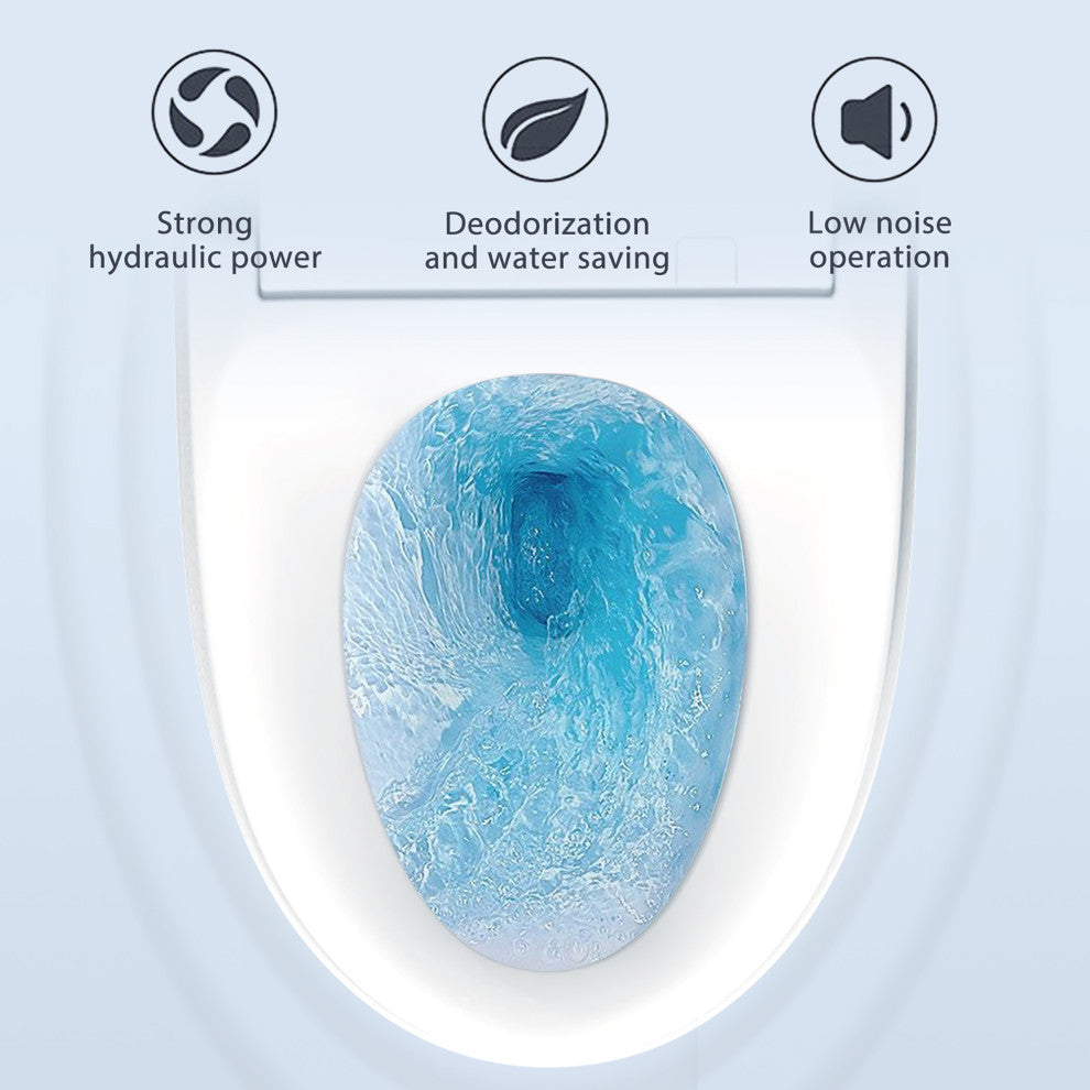 Multifunction Single Flush Ceramic Smart Toilet, Heated Seat