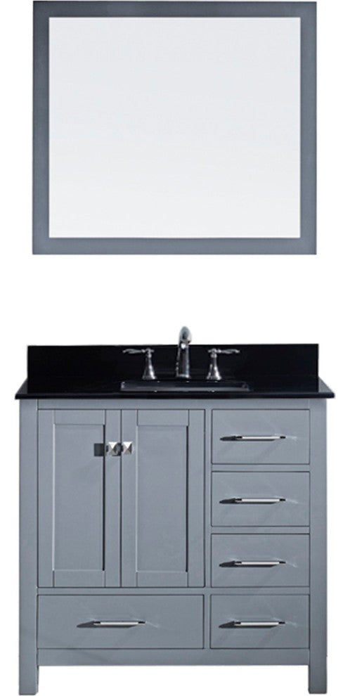 Caroline Avenue 36" Single Bathroom Vanity Set Gray, Granite Top