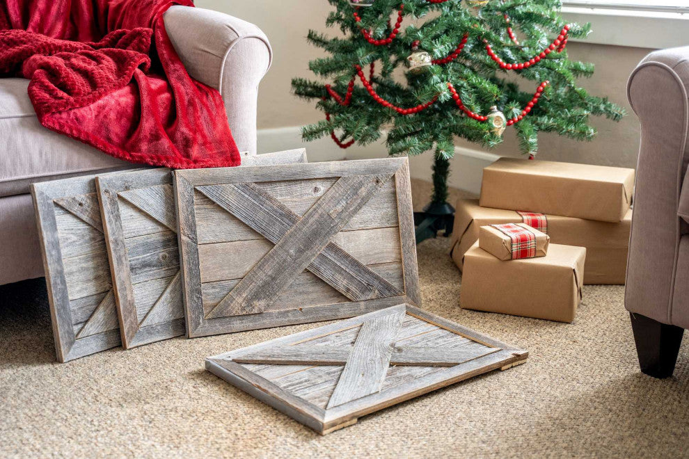 HomeRoots 23" Square Natural Weathered Gray Christmas Tree Collar