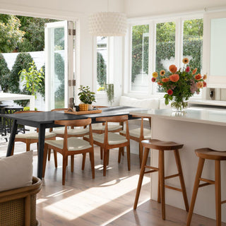 Set of 2 Modern Wooden Elbow Dining Chairs, PU Leather or Beige Fabric, Espresso/Beige, Unassembled