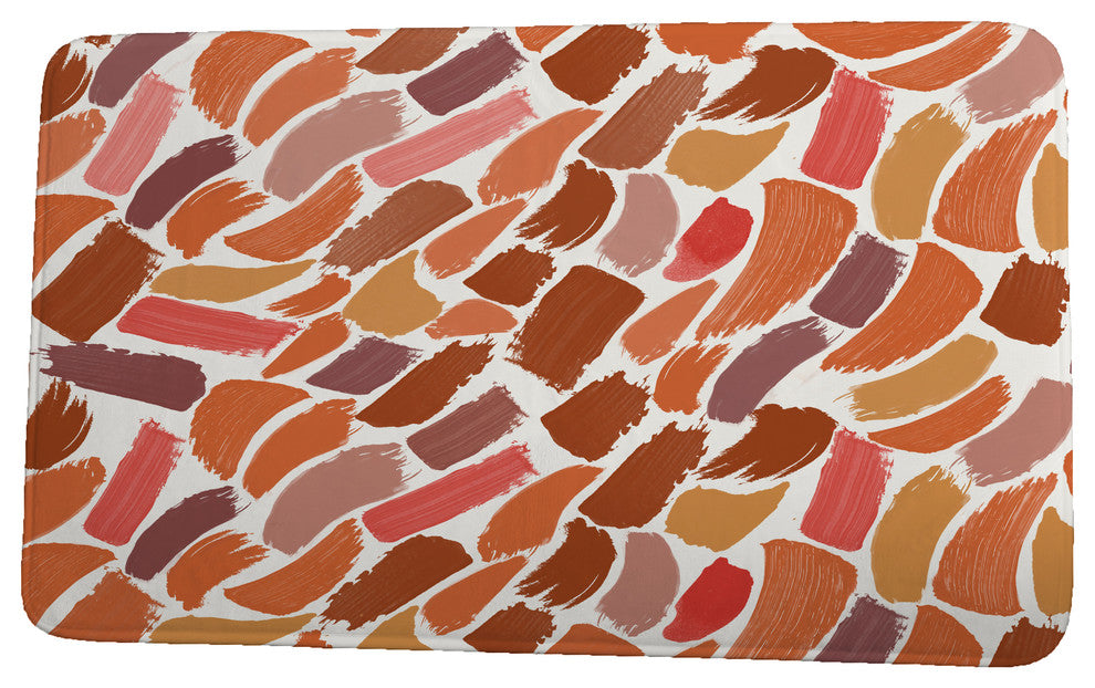 Goals, Gourds, and Gatherings Wenstry Geometric Print Bath Mat, Orange, 21"x34"